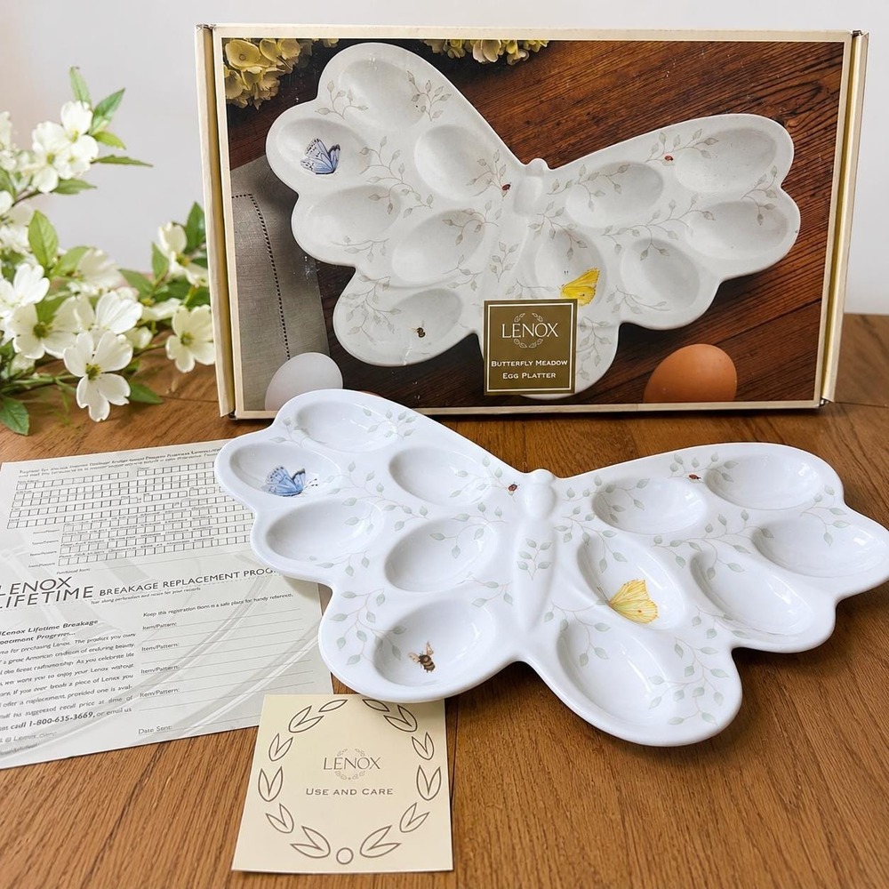 Lenox Butterfly Meadow Platter With Box Easter Deviled Egg Tray Butterfly